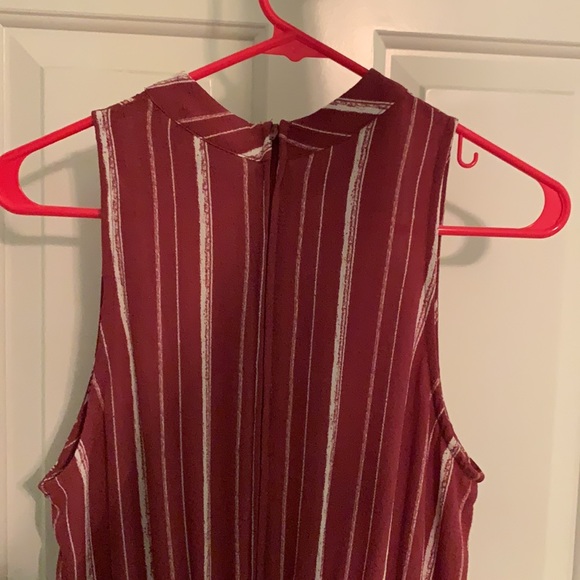 Maroon and White Striped Women’s Jumpsuit - Picture 4 of 6
